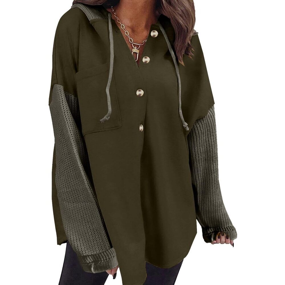 BRAND NEW SHEWIN Oversized Sweatshirt - Casual Button Hooded Hoodie